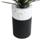 GloboStar® Artificial Garden ALMUDENA 20769 Επιδαπέδιο Πολυεστερικό Τσιμεντένιο Κασπώ Γλάστρα - Flower Pot Μαύρο με Λευκό Φ36 x Υ60cm - Image 4