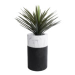 GloboStar® Artificial Garden ALMUDENA 20769 Επιδαπέδιο Πολυεστερικό Τσιμεντένιο Κασπώ Γλάστρα - Flower Pot Μαύρο με Λευκό Φ36 x Υ60cm - Image 6