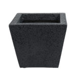 GloboStar® Artificial Garden KARRASPIO 20770 Επιδαπέδιο Πολυεστερικό Τσιμεντένιο Κασπώ Γλάστρα - Flower Pot Μαύρο Μ34 x Π34 x Υ30cm - Image 2