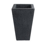 GloboStar® Artificial Garden MAYOR 20771 Επιδαπέδιο Πολυεστερικό Τσιμεντένιο Κασπώ Γλάστρα - Flower Pot Μαύρο Μ30 x Π30 x Υ50cm - Image 2