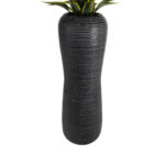 GloboStar® Artificial Garden BARRIO 20772 Επιδαπέδιο Πολυεστερικό Τσιμεντένιο Κασπώ Γλάστρα - Flower Pot Μαύρο Φ40 x Υ122cm - Image 3