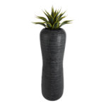 GloboStar® Artificial Garden BARRIO 20772 Επιδαπέδιο Πολυεστερικό Τσιμεντένιο Κασπώ Γλάστρα - Flower Pot Μαύρο Φ40 x Υ122cm - Image 6
