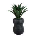 GloboStar® Artificial Garden BARRIO 20774 Επιδαπέδιο Πολυεστερικό Τσιμεντένιο Κασπώ Γλάστρα - Flower Pot Μαύρο Φ45 x Υ63cm - Image 6