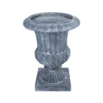 GloboStar® Artificial Garden ALCAZAR 20777 Επιδαπέδιο Πολυεστερικό Τσιμεντένιο Κασπώ Γλάστρα - Flower Pot Γκρι Φ51 x Υ71cm - Image 2