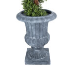 GloboStar® Artificial Garden ALCAZAR 20777 Επιδαπέδιο Πολυεστερικό Τσιμεντένιο Κασπώ Γλάστρα - Flower Pot Γκρι Φ51 x Υ71cm - Image 3