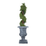 GloboStar® Artificial Garden ALCAZAR 20777 Επιδαπέδιο Πολυεστερικό Τσιμεντένιο Κασπώ Γλάστρα - Flower Pot Γκρι Φ51 x Υ71cm - Image 6