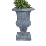 GloboStar® Artificial Garden ALCAZAR 20778 Επιδαπέδιο Πολυεστερικό Τσιμεντένιο Κασπώ Γλάστρα - Flower Pot Γκρι Φ38 x Υ51cm - Image 5
