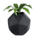 GloboStar® Artificial Garden CARNABY 20779 Επιδαπέδιο Πολυεστερικό Τσιμεντένιο Κασπώ Γλάστρα - Flower Pot Μαύρο Μ38 x Π38 x Υ38cm - Image 6