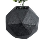 GloboStar® Artificial Garden CARNABY 20780 Επιδαπέδιο Πολυεστερικό Τσιμεντένιο Κασπώ Γλάστρα - Flower Pot Μαύρο Μ30 x Π30 x Υ30cm - Image 3