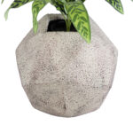 GloboStar® Artificial Garden BOROUGH 20781 Επιδαπέδιο Πολυεστερικό Τσιμεντένιο Κασπώ Γλάστρα - Flower Pot Λευκό με Μπεζ Μ38 x Π38 x Υ38cm - Image 4