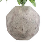 GloboStar® Artificial Garden BOROUGH 20781 Επιδαπέδιο Πολυεστερικό Τσιμεντένιο Κασπώ Γλάστρα - Flower Pot Λευκό με Μπεζ Μ38 x Π38 x Υ38cm - Image 5