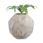 GloboStar® Artificial Garden BOROUGH 20781 Επιδαπέδιο Πολυεστερικό Τσιμεντένιο Κασπώ Γλάστρα - Flower Pot Λευκό με Μπεζ Μ38 x Π38 x Υ38cm - Image 6