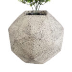 GloboStar® Artificial Garden BOROUGH 20782 Επιδαπέδιο Πολυεστερικό Τσιμεντένιο Κασπώ Γλάστρα - Flower Pot Λευκό με Μπεζ Μ30 x Π30 x Υ30cm - Image 3