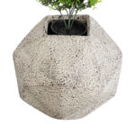 GloboStar® Artificial Garden BOROUGH 20782 Επιδαπέδιο Πολυεστερικό Τσιμεντένιο Κασπώ Γλάστρα - Flower Pot Λευκό με Μπεζ Μ30 x Π30 x Υ30cm - Image 4