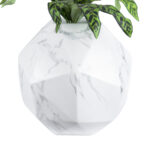 GloboStar® Artificial Garden BRIXTON 20783 Επιδαπέδιο Πολυεστερικό Τσιμεντένιο Κασπώ Γλάστρα - Flower Pot Λευκό Μ38 x Π38 x Υ38cm - Image 3