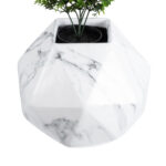 GloboStar® Artificial Garden BRIXTON 20784 Επιδαπέδιο Πολυεστερικό Τσιμεντένιο Κασπώ Γλάστρα - Flower Pot Λευκό Μ30 x Π30 x Υ30cm - Image 4