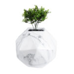 GloboStar® Artificial Garden BRIXTON 20784 Επιδαπέδιο Πολυεστερικό Τσιμεντένιο Κασπώ Γλάστρα - Flower Pot Λευκό Μ30 x Π30 x Υ30cm - Image 6