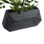 GloboStar® Artificial Garden GREENWICH 20785 Επιδαπέδιο Πολυεστερικό Τσιμεντένιο Κασπώ Γλάστρα - Flower Pot Μαύρο Μ40 x Π16 x Υ21cm - Image 4