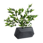 GloboStar® Artificial Garden GREENWICH 20785 Επιδαπέδιο Πολυεστερικό Τσιμεντένιο Κασπώ Γλάστρα - Flower Pot Μαύρο Μ40 x Π16 x Υ21cm - Image 6