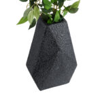 GloboStar® Artificial Garden GREENWICH 20786 Επιδαπέδιο Πολυεστερικό Τσιμεντένιο Κασπώ Γλάστρα - Flower Pot Μαύρο Μ20 x Π14 x Υ32cm - Image 4