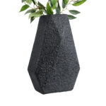 GloboStar® Artificial Garden GREENWICH 20786 Επιδαπέδιο Πολυεστερικό Τσιμεντένιο Κασπώ Γλάστρα - Flower Pot Μαύρο Μ20 x Π14 x Υ32cm - Image 5