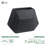 GloboStar® Artificial Garden GREENWICH 20787 Επιδαπέδιο Πολυεστερικό Τσιμεντένιο Κασπώ Γλάστρα - Flower Pot Μαύρο Μ24 x Π14 x Υ20cm