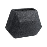 GloboStar® Artificial Garden GREENWICH 20787 Επιδαπέδιο Πολυεστερικό Τσιμεντένιο Κασπώ Γλάστρα - Flower Pot Μαύρο Μ24 x Π14 x Υ20cm - Image 2
