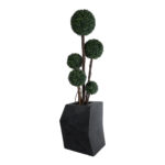 GloboStar® Artificial Garden CAMDEN 20788 Επιδαπέδιο Πολυεστερικό Τσιμεντένιο Κασπώ Γλάστρα - Flower Pot Μαύρο Μ47 x Π43 x Υ66cm - Image 6