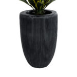 GloboStar® Artificial Garden CASTLE 20793 Διακοσμητικό Πολυεστερικό Τσιμεντένιο Κασπώ Γλάστρα - Flower Pot Μαύρο Φ35 x Υ54cm - Image 3
