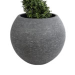 GloboStar® Artificial Garden COLUMBIA 20798 Επιδαπέδιο Πολυεστερικό Τσιμεντένιο Κασπώ Γλάστρα - Flower Pot Γκρι Φ60 x Υ51cm - Image 3