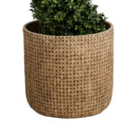 GloboStar® Artificial Garden GIUSEPPE 20800 Διακοσμητικό Πολυεστερικό Τσιμεντένιο Κασπώ Γλάστρα - Flower Pot Καφέ Φ35 x Υ33cm - Image 3