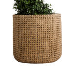 GloboStar® Artificial Garden GIUSEPPE 20800 Διακοσμητικό Πολυεστερικό Τσιμεντένιο Κασπώ Γλάστρα - Flower Pot Καφέ Φ35 x Υ33cm - Image 5