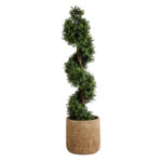 GloboStar® Artificial Garden GIUSEPPE 20800 Διακοσμητικό Πολυεστερικό Τσιμεντένιο Κασπώ Γλάστρα - Flower Pot Καφέ Φ35 x Υ33cm - Image 6