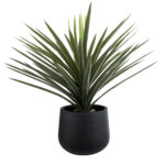GloboStar® Artificial Garden MAYFAIR 20801 Διακοσμητικό Πολυεστερικό Τσιμεντένιο Κασπώ Γλάστρα - Flower Pot Μαύρο με Λευκές Λεπτομέριες Μ25 x Π27 x Υ30cm - Image 6