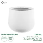GloboStar® Artificial Garden CHELSEA 20802 Διακοσμητικό Πολυεστερικό Τσιμεντένιο Κασπώ Γλάστρα - Flower Pot Λευκό με Μαύρες Λεπτομέριες Μ25 x Π27 x Υ25cm
