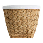 GloboStar® Artificial Garden NOTTING 20803 Διακοσμητικό Πολυεστερικό Τσιμεντένιο Κασπώ Γλάστρα - Flower Pot Μπεζ με Λευκό Φ20 x Υ16cm - Image 4