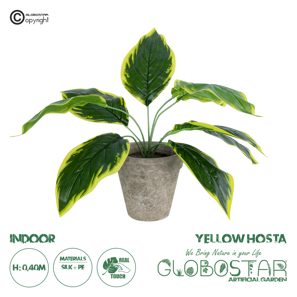 20899_1 GloboStar® Artificial Garden YELLOW HOSTA PLANT 20899 Τεχνητό Διακοσμητικό Φυτό Κίτρινη Χόστα Φ45 x Υ40cm - Image 1