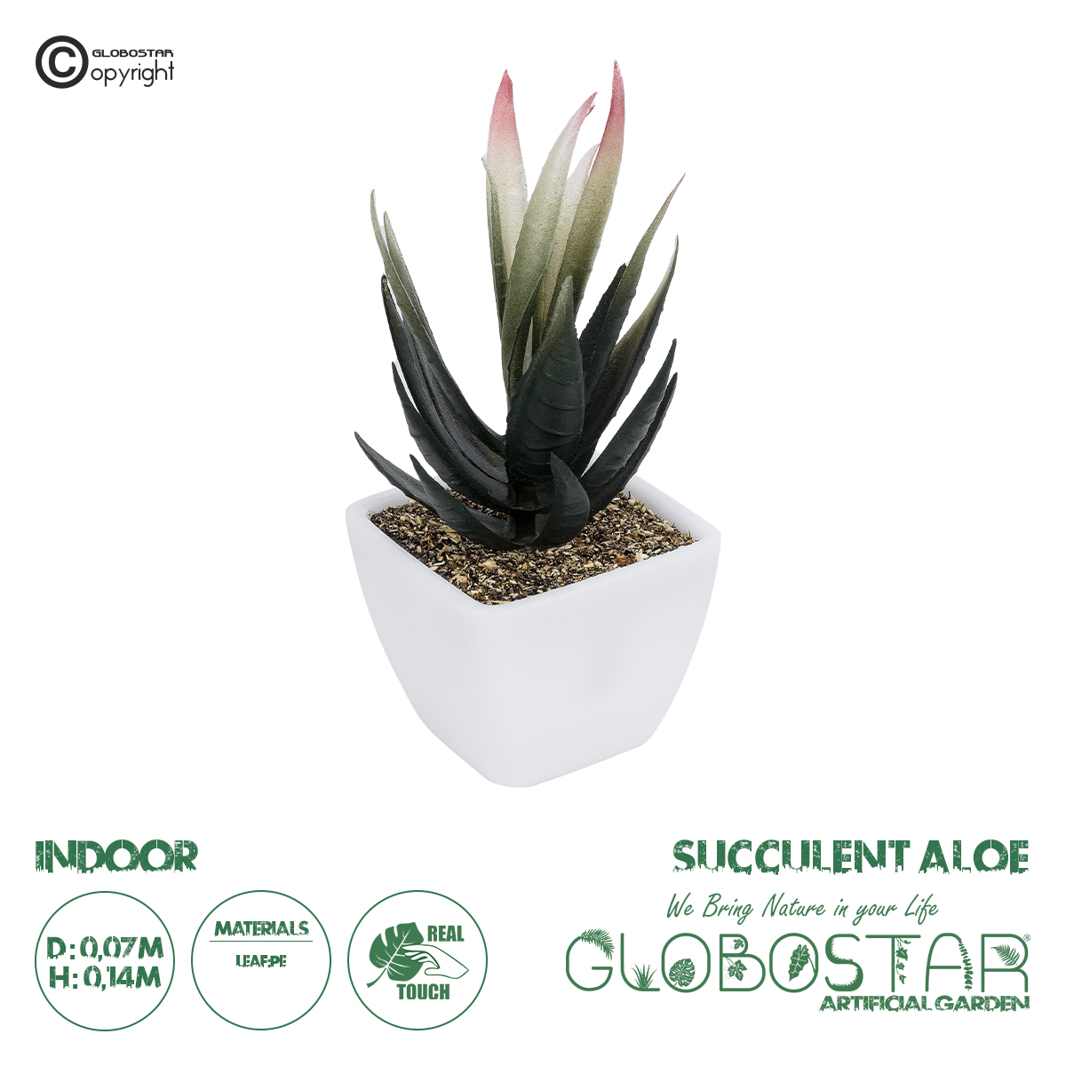 20974_1 GloboStar® Artificial Garden SUCCULENT ALOE POTTED PLANT 20974 Διακοσμητικό Φυτό Αλόης Φ7 x Υ14cm - Image 1