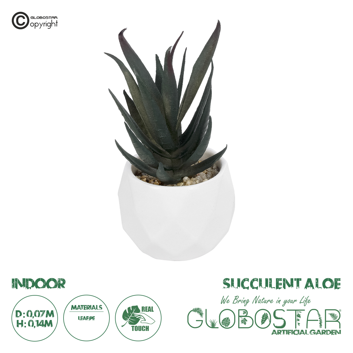 20978_1 GloboStar® Artificial Garden SUCCULENT ALOE POTTED PLANT 20978 Διακοσμητικό Φυτό Αλόης Φ7 x Υ14cm - Image 1