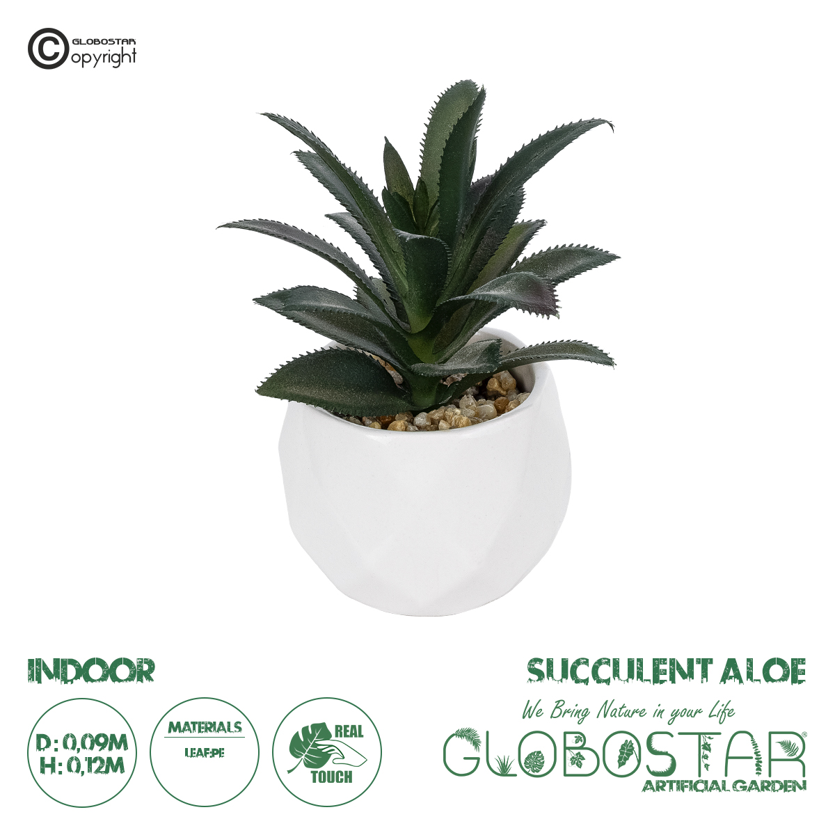 20983_1 GloboStar® Artificial Garden SUCCULENT ALOE POTTED PLANT 20983 Διακοσμητικό Φυτό Αλόης Φ9 x Υ12cm - Image 1