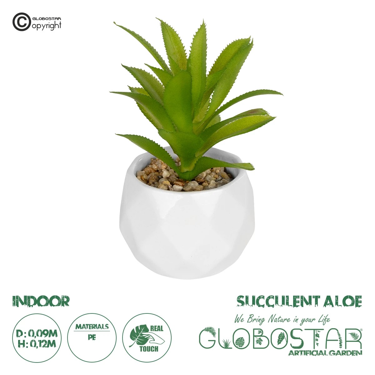 20984_01 GloboStar® Artificial Garden SUCCULENT ALOE POTTED PLANT 20984 Διακοσμητικό Φυτό Αλόη Φ9 x Υ12cm - Image 1