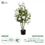 GloboStar® Artificial Garden WHITE ROSES 21069 Τεχνητό Διακοσμητικό Δέντρο Τριανταφυλλιά Μ50 x Π50 x Υ90cm