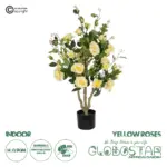 GloboStar® Artificial Garden YELLOW ROSES 21073 Τεχνητό Διακοσμητικό Δέντρο Τριανταφυλλιά Μ50 x Π50 x Υ90cm