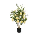 GloboStar® Artificial Garden YELLOW ROSES 21073 Τεχνητό Διακοσμητικό Δέντρο Τριανταφυλλιά Μ50 x Π50 x Υ90cm - Image 2
