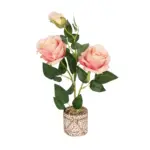 GloboStar® Artificial Garden PINK ROSE 20984 Διακοσμητικό Φυτό Ροζ Τριαντάφυλλα  Υ38cm - Image 2