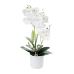 GloboStar® Artificial Garden WHITE ORCHID 21076 Διακοσμητικό Φυτό Λευκή Ορχιδέα Υ45cm - Image 2