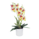 GloboStar® Artificial Garden WHITE - FUCHSIA ORCHID 21078 Διακοσμητικό Φυτό Λευκή - Φούξια Ορχιδέα Υ45cm - Image 2