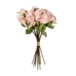 GloboStar® Artificial Garden PINK ROSE BOUQUET 21081 Τεχνητό Διακοσμητικό Μπουκέτο Τριαντάφυλλα Ροζ Y36cm - Image 2