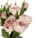 GloboStar® Artificial Garden DUSTY PINK ROSE BOUQUET 21084 Τεχνητό Διακοσμητικό Μπουκέτο Τριαντάφυλλα Ανοιχτό Ροζ Y44cm - Image 3
