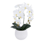 GloboStar® Artificial Garden WHITE ORCHID 21117 Διακοσμητικό Φυτό Λευκή Ορχιδέα Υ45cm - Image 2